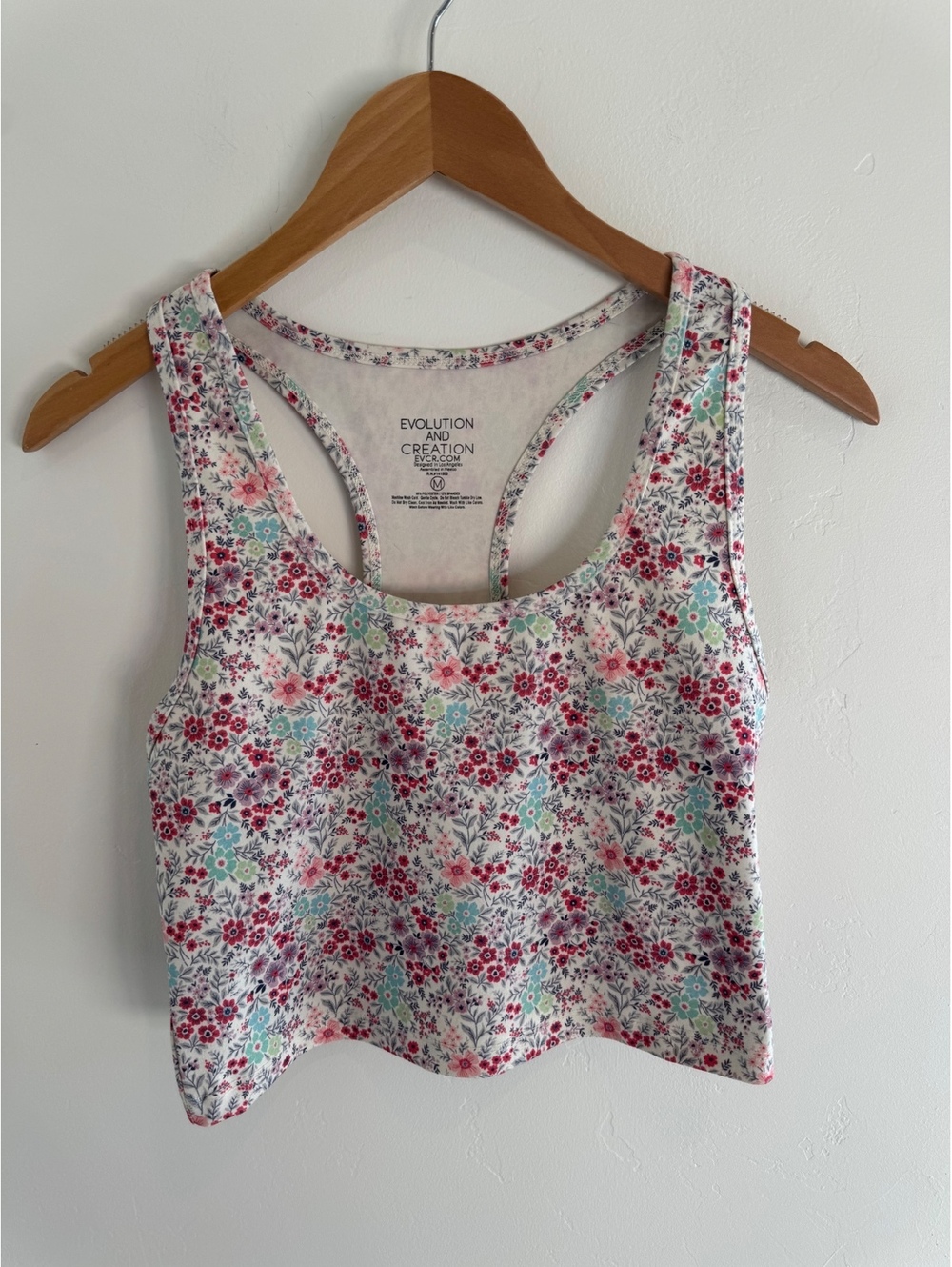 Evolution & Creation Floral Racerback Crop Tank – Size Medium